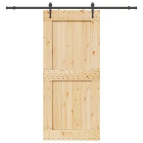 Puerta corredera con herrajes madera maciza de pino 100x210 cm by , Doors - Ref: Foro24-3332747, Price: 231,78 €, Discount: %