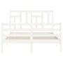 White solid wood bed frame with headboard 140x200 cm by vidaXL, Beds and slatted bases - Ref: Foro24-3194962, Price: 138,35 €...