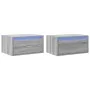 Mesitas de noche de pared con luces LED 2 unidades gris Sonoma von , TV-Möbel - Ref: Foro24-860222, Preis: 94,57 €, Rabatt: %