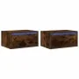 Mesitas de noche de pared con luces LED 2 uds roble ahumado von , TV-Möbel - Ref: Foro24-860220, Preis: 92,24 €, Rabatt: %