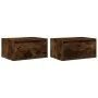 Mesitas de noche de pared con luces LED 2 uds roble ahumado von , TV-Möbel - Ref: Foro24-860220, Preis: 92,24 €, Rabatt: %
