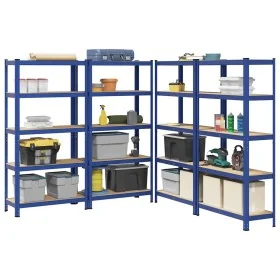 Estanterías de 5 baldas 4 uds madera contrachapada y acero azul by , Industrial shelving - Ref: Foro24-3307593, Price: 172,91...