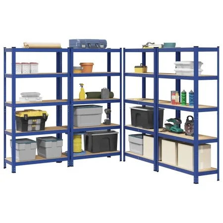 Estanterías de 5 baldas 4 uds madera contrachapada y acero azul by , Industrial shelving - Ref: Foro24-3307593, Price: 172,91...