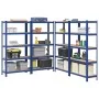 Estanterías de 5 baldas 4 uds madera contrachapada y acero azul by , Industrial shelving - Ref: Foro24-3307593, Price: 172,91...