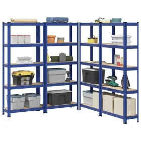 Estanterías de 5 baldas 4 uds madera contrachapada y acero azul by , Industrial shelving - Ref: Foro24-3307587, Price: 131,89...