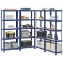 Estanterías de 5 baldas 4 uds madera contrachapada y acero azul by , Industrial shelving - Ref: Foro24-3307587, Price: 131,89...