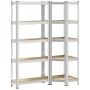 Juego de 2estantes 5niveles acero plateado y madera industrial by , Industrial shelving - Ref: Foro24-3307617, Price: 75,81 €...