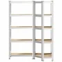 Juego de 2estantes 5niveles acero plateado y madera industrial by , Industrial shelving - Ref: Foro24-3307617, Price: 75,81 €...