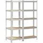 Juego de 2estantes 5niveles acero plateado y madera industrial by , Industrial shelving - Ref: Foro24-3307617, Price: 75,81 €...