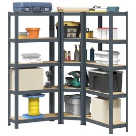 Juego 3 estantes 5 niveles acero antracita y madera industrial von , Industrieregale - Ref: Foro24-3307622, Preis: 118,73 €, ...