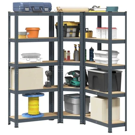 Juego 3 estantes 5 niveles acero antracita y madera industrial von , Industrieregale - Ref: Foro24-3307622, Preis: 118,73 €, ...