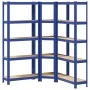 Juego de 3 estantes de 5 niveles acero azul y madera industrial de , Estanterías industriales - Ref: Foro24-3307620, Precio: ...