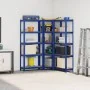 Juego de 3 estantes de 5 niveles acero azul y madera industrial de , Estanterías industriales - Ref: Foro24-3307620, Precio: ...