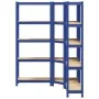 Juego de 3 estantes de 5 niveles acero azul y madera industrial de , Estanterías industriales - Ref: Foro24-3307620, Precio: ...