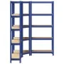 Juego de 3 estantes de 5 niveles acero azul y madera industrial de , Estanterías industriales - Ref: Foro24-3307620, Precio: ...