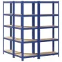 Juego de 3 estantes de 5 niveles acero azul y madera industrial de , Estanterías industriales - Ref: Foro24-3307620, Precio: ...