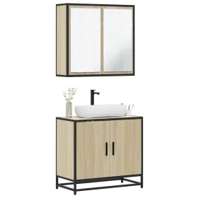 Set de muebles de baño 2 pzas madera contrachapada roble Sonoma von , Badezimmermöbel - Ref: Foro24-3300886, Preis: 142,40 €,...