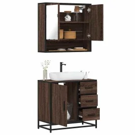 Set de muebles baño 2 pzas madera contrachapada marrón roble by , Bathroom furniture - Ref: Foro24-3300929, Price: 163,23 €, ...