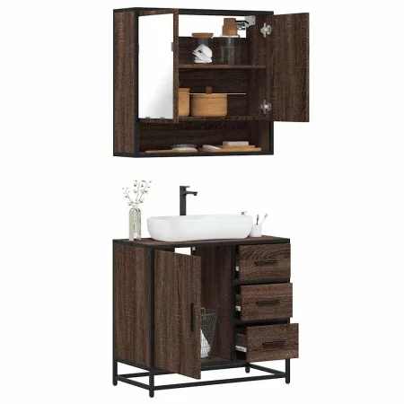 Set de muebles baño 2 pzas madera contrachapada marrón roble von , Badezimmermöbel - Ref: Foro24-3300929, Preis: 163,65 €, Ra...