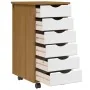 Cajonera con ruedas MOSS madera maciza pino marrón miel de , Taquillas y armarios de almacenamiento - Ref: Foro24-4015783, Pr...