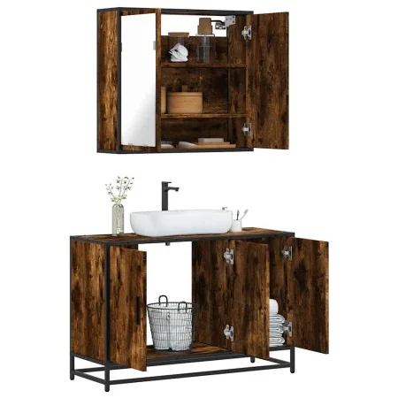 Set de muebles baño 2 pzas madera contrachapada roble ahumado von , Badezimmermöbel - Ref: Foro24-3300892, Preis: 159,05 €, R...