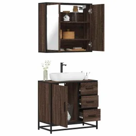 Set de muebles baño 2 pzas madera contrachapada marrón roble von , Badezimmermöbel - Ref: Foro24-3300899, Preis: 153,84 €, Ra...