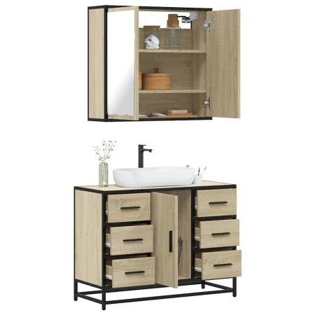 Set de muebles de baño 2 pzas madera contrachapada roble Sonoma de , Muebles de baño - Ref: Foro24-3300901, Precio: 192,50 €,...
