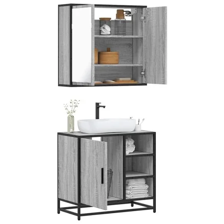 Set de muebles de baño 2 pzas madera contrachapada gris sonoma de , Muebles de baño - Ref: Foro24-3300908, Precio: 155,50 €, ...