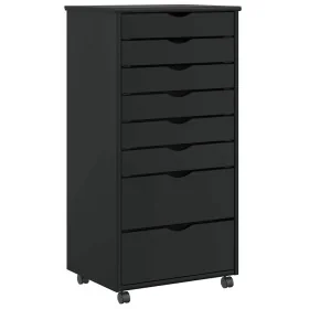 Cajonera con ruedas MOSS madera maciza de pino negro by , Lockers and storage cabinets - Ref: Foro24-4015788, Price: 168,18 €...