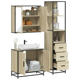 Set de muebles de baño 3 pzas madera contrachapada roble Sonoma von , Badezimmermöbel - Ref: Foro24-3301126, Preis: 245,92 €,...