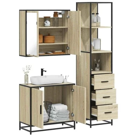 Set de muebles de baño 3 pzas madera contrachapada roble Sonoma by , Bathroom furniture - Ref: Foro24-3301126, Price: 245,68 ...