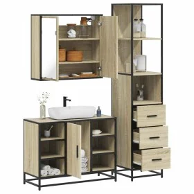 Set de muebles de baño 3 pzas madera contrachapada roble Sonoma von , Badezimmermöbel - Ref: Foro24-3301151, Preis: 256,22 €,...