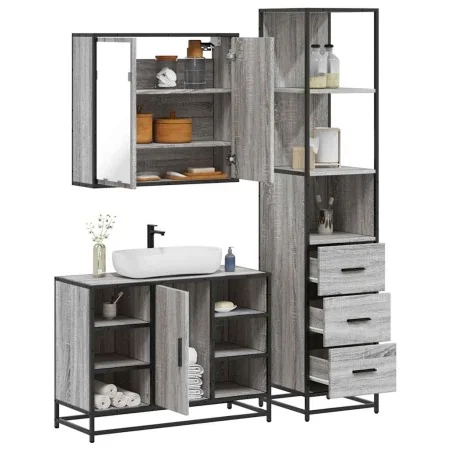 Set de muebles de baño 3 pzas madera contrachapada gris sonoma von , Badezimmermöbel - Ref: Foro24-3301153, Preis: 259,81 €, ...