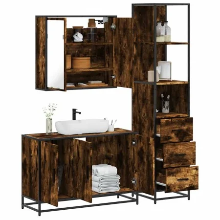 Set de muebles baño 3 pzas madera contrachapada roble ahumado von , Badezimmermöbel - Ref: Foro24-3301132, Preis: 237,61 €, R...