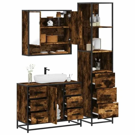 Set de muebles baño 3 pzas madera contrachapada roble ahumado by , Bathroom furniture - Ref: Foro24-3301172, Price: 273,22 €,...