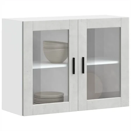 Armario de pared para cocina puerta cristal Porto gris hormigón by , Kitchen cabinets - Ref: Foro24-854091, Price: 84,12 €, D...