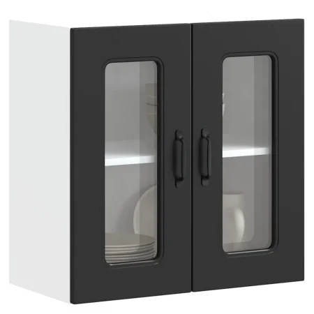 Armario pared cocina puerta de cristal Kalmar negra by , Kitchen cabinets - Ref: Foro24-853668, Price: 60,91 €, Discount: %