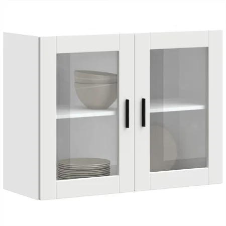 Armario de pared para cocina con puerta de cristal Porto blanco by , Kitchen cabinets - Ref: Foro24-854087, Price: 90,59 €, D...