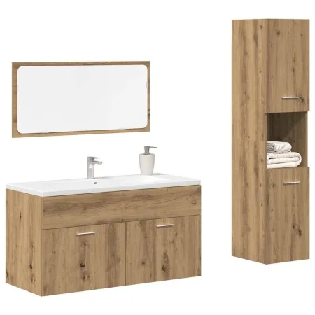 Juego de muebles baño 3 piezas madera ingeniería roble artisan by , Bathroom furniture - Ref: Foro24-3328592, Price: 158,89 €...