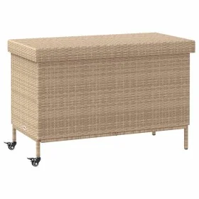 Baúl de jardín con ruedas ratán sintético beige 110x55x73 cm by , Outdoor storage boxes - Ref: Foro24-4103829, Price: 110,22 ...