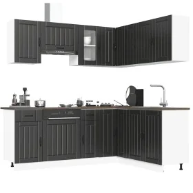 Mueble de cocina Lucca negra 11 piezas madera contrachapada by , Kitchen cabinets - Ref: Foro24-3314952, Price: 682,84 €, Dis...