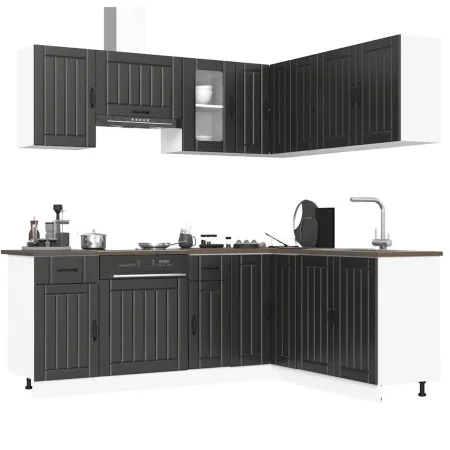 Mueble de cocina Lucca negra 11 piezas madera contrachapada von , Küchenschränke - Ref: Foro24-3314952, Preis: 683,15 €, Raba...