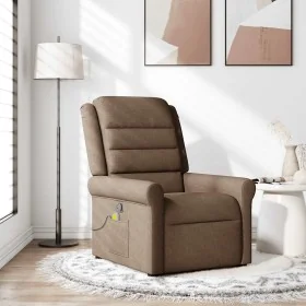 Sillón reclinable con masaje de tela marrón by , Armchairs - Ref: Foro24-4015650, Price: 194,82 €, Discount: %