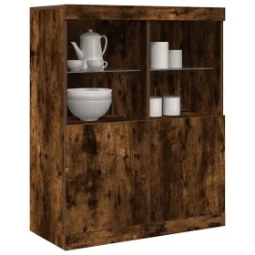 Aparador de madera de ingeniería roble ahumado 81x37x100 cm by , Lockers and storage cabinets - Ref: Foro24-3318621, Price: 1...