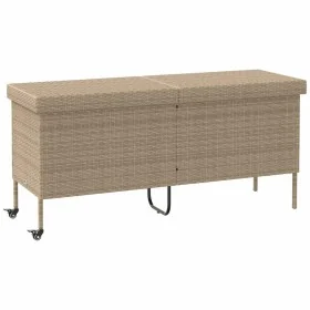 Caja de almacenaje jardín ruedas ratán PE beige 160x55x75 cm von , Aufbewahrungsboxen für den Außenbereich - Ref: Foro24-4103...