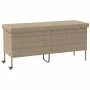 Caja de almacenaje jardín ruedas ratán PE beige 160x55x75 cm de , Cajas de almacenaje para exteriores - Ref: Foro24-4103834, ...