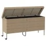 Caja de almacenaje jardín ruedas ratán PE beige 160x55x75 cm de , Cajas de almacenaje para exteriores - Ref: Foro24-4103834, ...