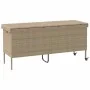 Caja de almacenaje jardín ruedas ratán PE beige 160x55x75 cm de , Cajas de almacenaje para exteriores - Ref: Foro24-4103834, ...