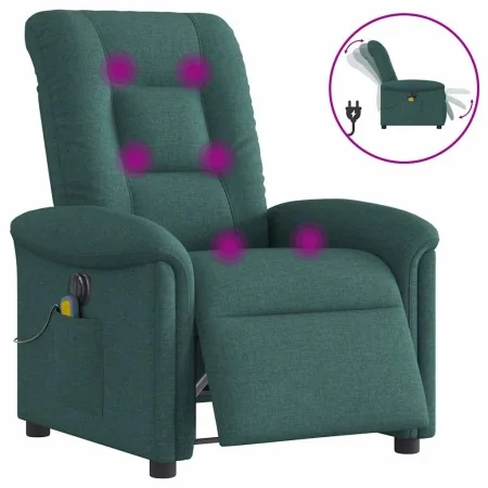 Sillón reclinable de masaje eléctrico tela verde oscuro de , Sillones - Ref: Foro24-3303250, Precio: 259,34 €, Descuento: %