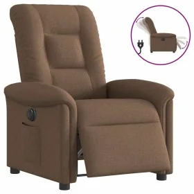 Sillón reclinable eléctrico de tela marrón by , Armchairs - Ref: Foro24-3303238, Price: 243,38 €, Discount: %